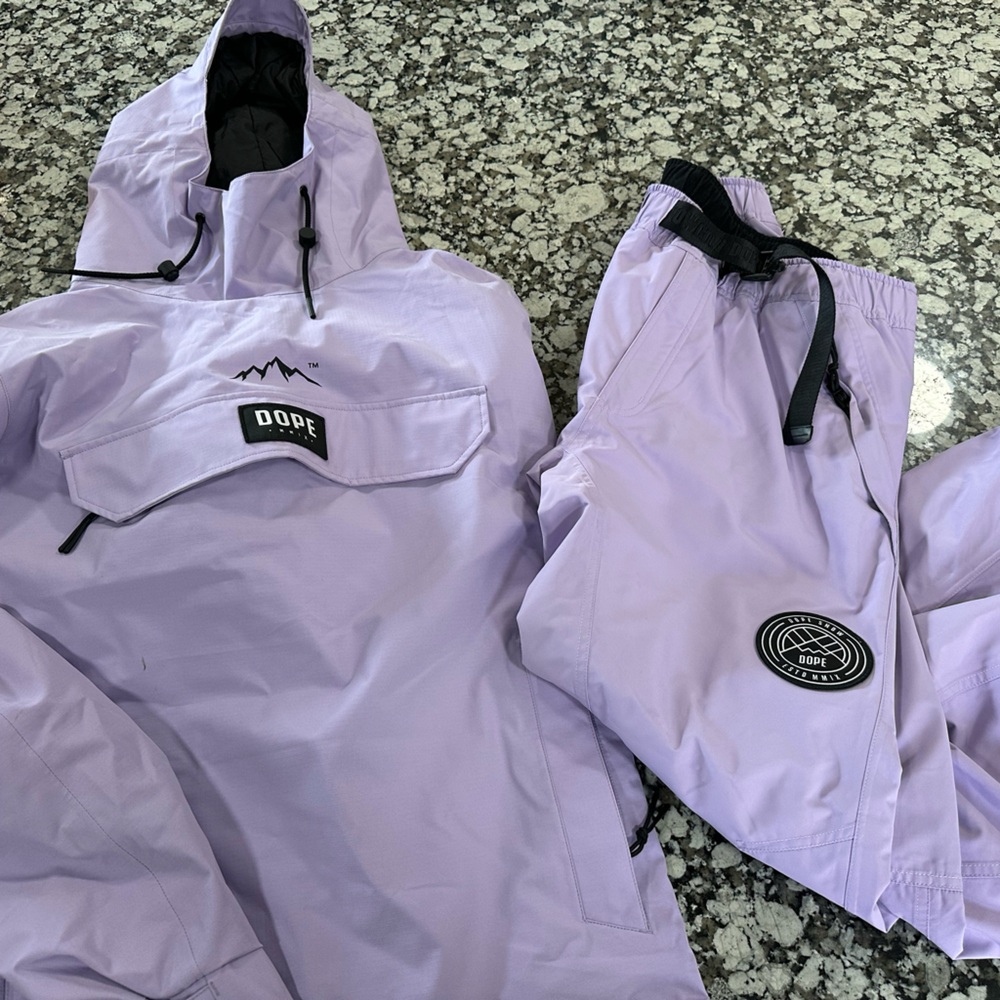 Dope Mountain Men’s Large Hooded jacket pullover & SnowBig W snow pants purple